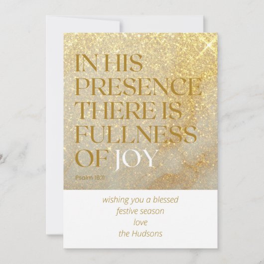 Modern Goud Stof Psalm Kerstvakantie  Feestdagenkaart (Voorkant)