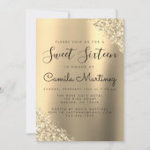 Modern Goud Sweet 16 Glitter Party Kaart (Voorkant)