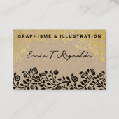 Modern Goud Tan & Zwart Kalligrafie Voeg 2 QR-code Visitekaartje (Voorkant)