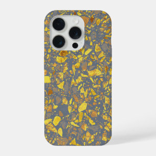 Modern goud terrazzo patroon iPhone 15 pro case