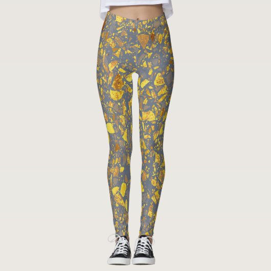 Modern goud terrazzo patroon leggings (Voorkant)