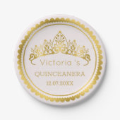Modern, goud Tiara Quinceanera Papieren Bordje (Voorkant)