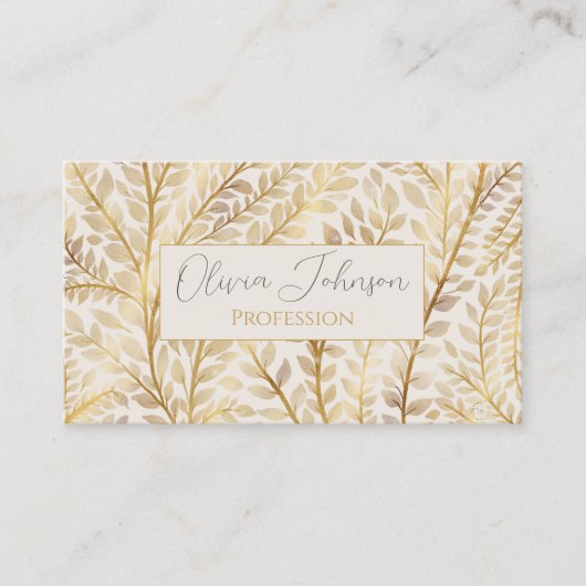 Modern goud tropisch blad groen visitekaartje (Voorkant)