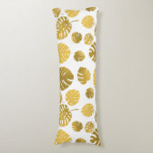 Modern goud tropisch blad patroon lichaamskussen (Voorkant Verticaal)