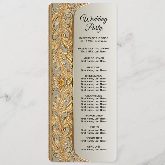 Modern Goud  Trouwprogramma Programmakaart (Achterkant)