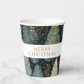 Modern Goud Vakantie Bos Vrolijk Kerstfeest Papieren Bekers (Achterkant)