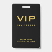 Modern Goud VIP All Access Pass Evenement ID Badge (Voorzijde)