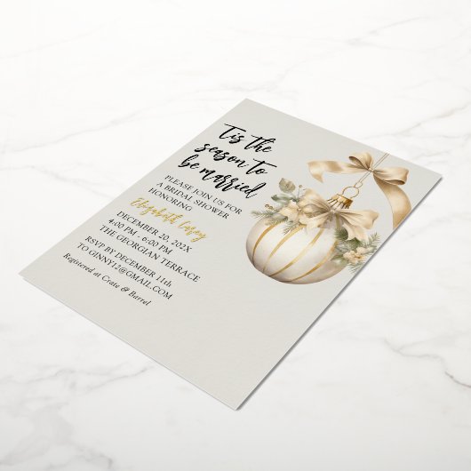 Modern Goud Vrijgezellenfeest | Kerstversieringen Folie Uitnodiging (Gedraaid)