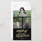 Modern Goud Vrolijk Kerstfeest Handgeschreven Feestdagenkaart (Voorkant / Achterkant)