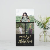 Modern Goud Vrolijk Kerstfeest Handgeschreven Feestdagenkaart (Staand voorkant)