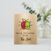 Modern Goud Vrolijk Kerstfeest uit New York Feestdagenkaart (Staand voorkant)