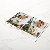 Modern Goud Vrolijk Kerstfeest Vier Fotocollage Folie Feestdagenkaart (Gedraaid)