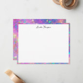 Modern Goud Vuur Opal Stone Persoonlijk briefpapie Notitiekaartje (Voorkant / Achterkant in situ)