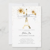 Modern Goud Vuurwerk Eiffel Paris Vrijgezellenfees Kaart (Voorkant)