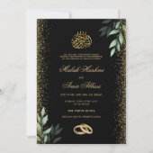 Modern Goud Waterverf Leaf Islamitisch Moslim Brui Kaart (Voorkant)