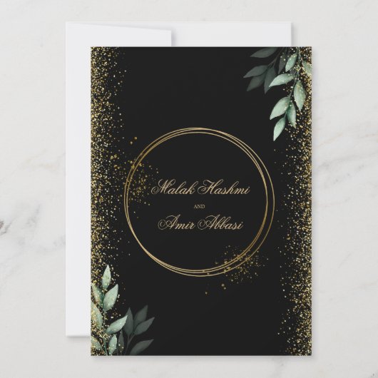 Modern Goud Waterverf Leaf Islamitisch Moslim Brui Kaart (Achterkant)