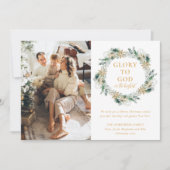 Modern Goud Winter Groen Religieuze Kerstmis Feestdagenkaart (Voorkant)