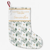 Modern Goud & Winter Groen Religieuze Kerstmis Kleine Kerstsok (Voorkant)