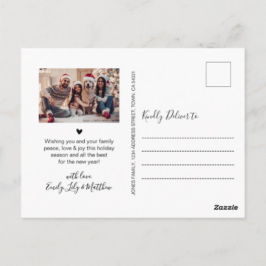 Modern Goud Wit 5 foto Collage Kerstmis Briefkaart (Achterkant)