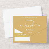 Modern Goud & Wit Eenvoudig Schrifthuwelijk All In One Uitnodiging (Achterkant)
