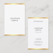 Modern Goud Wit Eenvoudige Elegante Sjabloon Trend Visitekaartje (Voorkant / Achterkant)