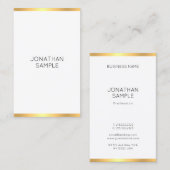 Modern Goud Wit Eenvoudige Elegante Sjabloon Trend Visitekaartje (Voorkant / Achterkant)