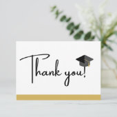 Modern Goud Wit en Zwart Afstuderen Klasse van, Bedankkaart (Staand voorkant)