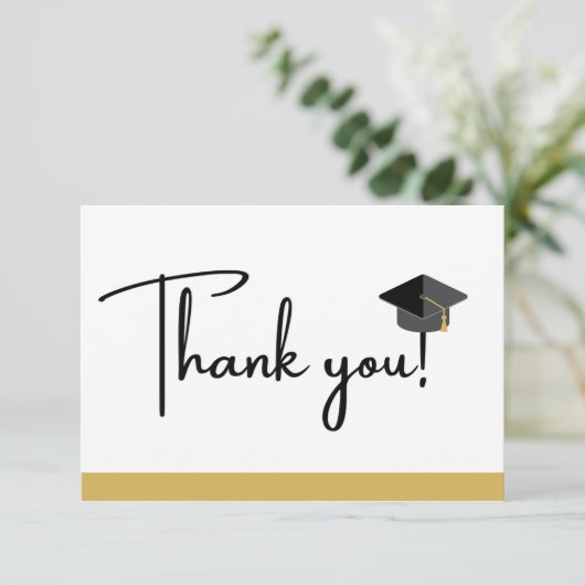 Modern Goud Wit en Zwart Afstuderen Klasse van, Bedankkaart (Staand voorkant)