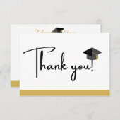 Modern Goud Wit en Zwart Afstuderen Klasse van, Bedankkaart (Voorkant / Achterkant)