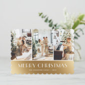 Modern Goud Wit Foto Vrolijk Kerstfeest Kaart (Staand voorkant)