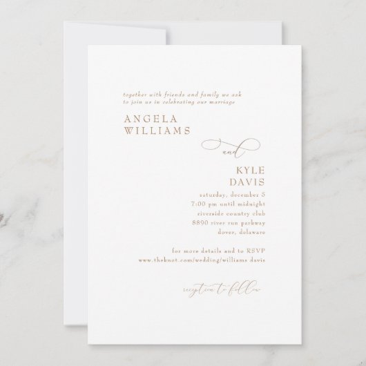 Modern Goud & Wit Geen Ouders Bruiloft Uitnodiging (Voorkant)