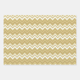 Modern Goud Wit Geometrische Stripe Kerstmis Inpakpapier Vel