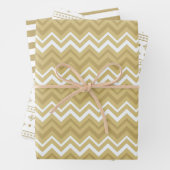 Modern Goud Wit Geometrische Stripe Kerstmis Inpakpapier Vel (In situ)