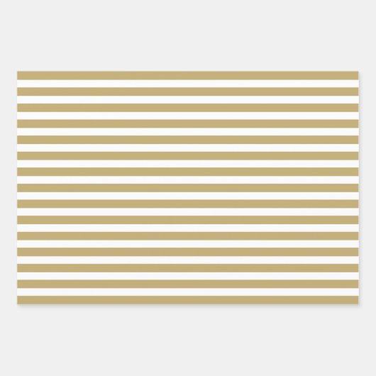 Modern Goud Wit Geometrische Stripe Kerstmis Inpakpapier Vel (Voorkant 3)