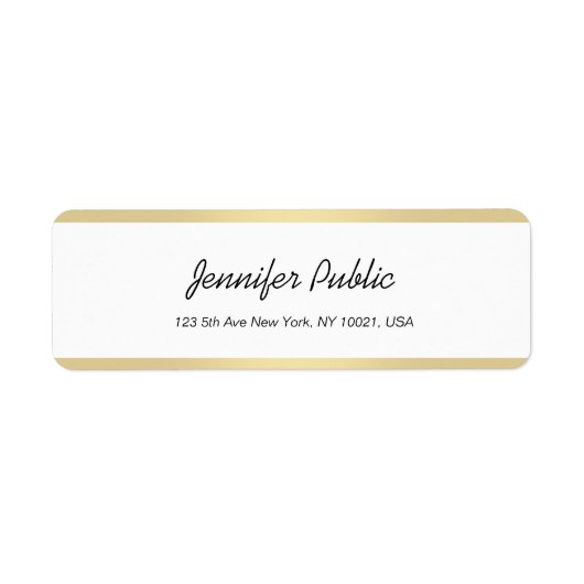 Modern Goud Wit Hand Script Elegant Minimalist Etiket (Voorkant)