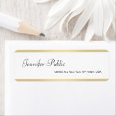 Modern Goud Wit Hand Script Naam Elegant Simple Etiket (Insitu)