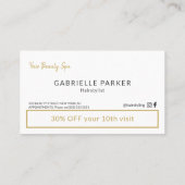 Modern goud wit kapsalon loyaliteit punch visitekaartje (Achterkant)