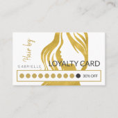 Modern goud wit kapsalon loyaliteit punch visitekaartje (Voorkant)