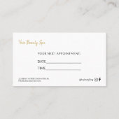 Modern goud wit kapsalon volgende afspraak visitekaartje (Achterkant)