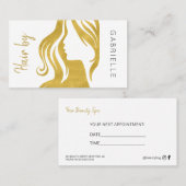 Modern goud wit kapsalon volgende afspraak visitekaartje (Voorkant / Achterkant)