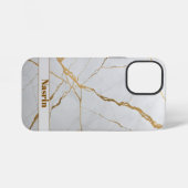Modern Goud & Wit Marmer Minimalistische Luxe iPhone Hoesje (Achterkant horizontaal)