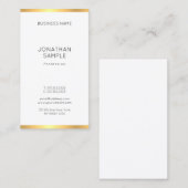 Modern Goud Wit Minimalist Professioneel Verticaal Visitekaartje (Voorkant / Achterkant)