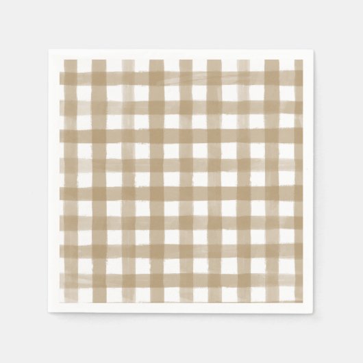 Modern Goud & Wit Plaid Bruiloft Servet (Voorkant)