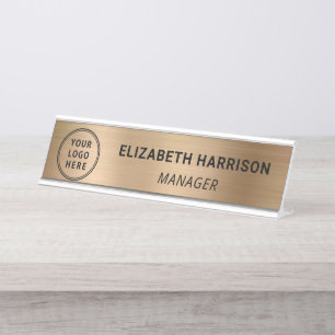 Modern Goud Zakelijk Logo Bureau Naambordje