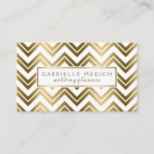 Modern Goud Zigzag Chevron Bruiloft Planner Visitekaartje