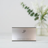 Modern Goud Zilver Elegante Monogrammed Sjabloon Visitekaartje (Staand voorkant)