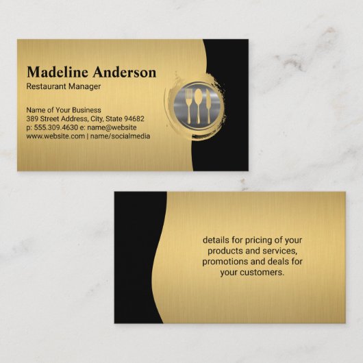 Modern Goud Zilver Metallic Zilverwerk Logo Visitekaartje (Voorkant / Achterkant)