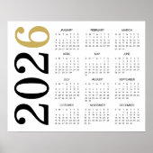 Modern Goud Zwart 2026 Kalender Poster (Voorkant)