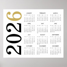 Modern Goud Zwart 2026 Kalender Poster