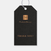 Modern goud zwart 50 jaar verjaardag dank u cadeaulabel (Voorkant)